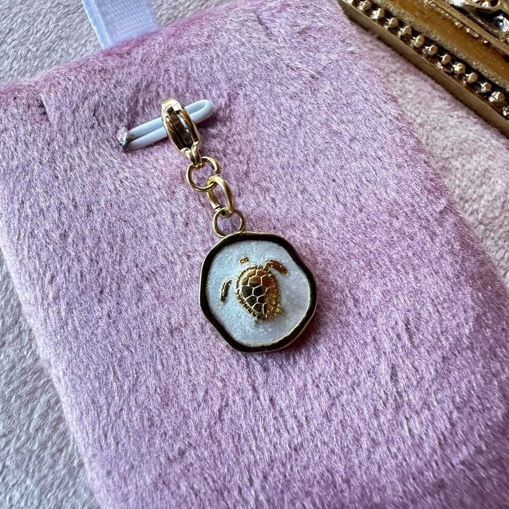Sea Turtle Charm 18K Gold PVD Stainless Steel w/ Lobster Claw Clasp